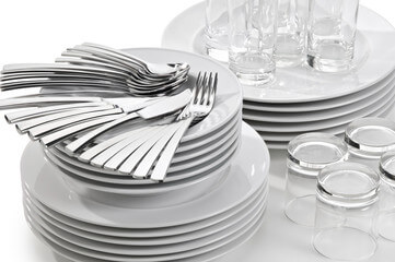 White dinnerware and silverware