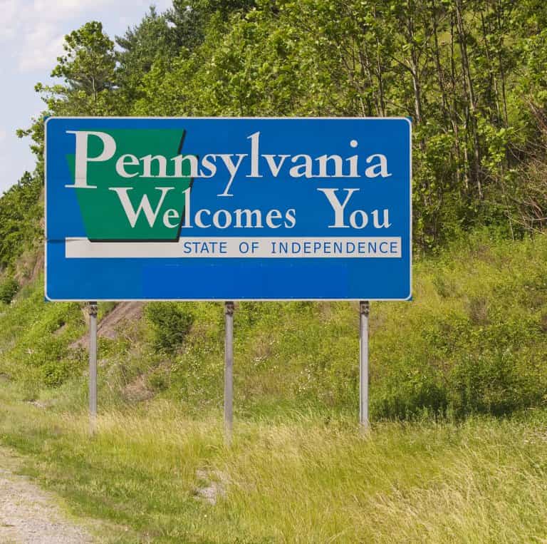 A signboard welcome to Pennsylvania