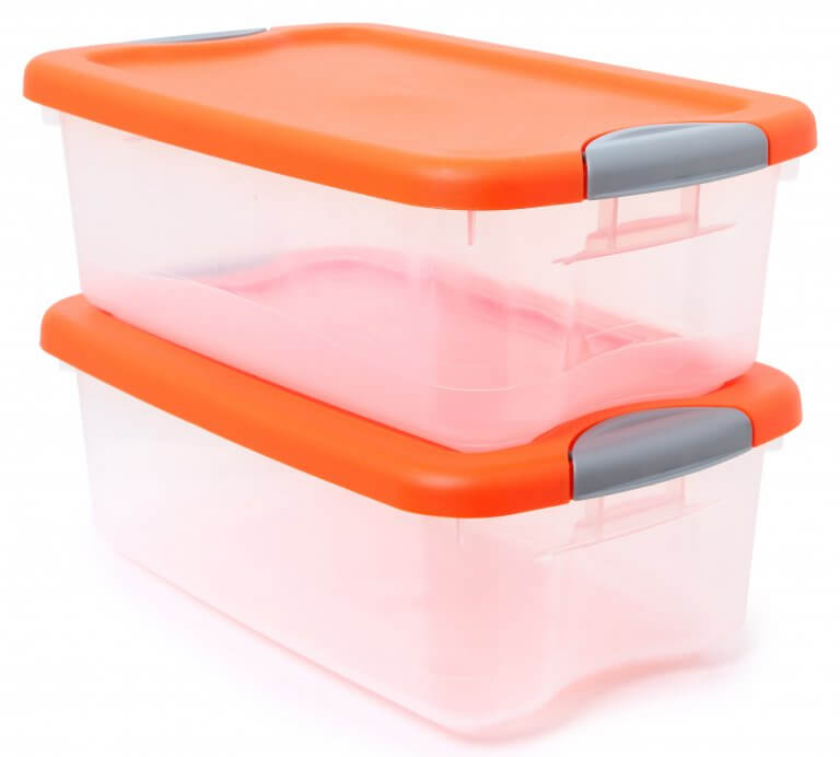 Plastic containers with orange rids