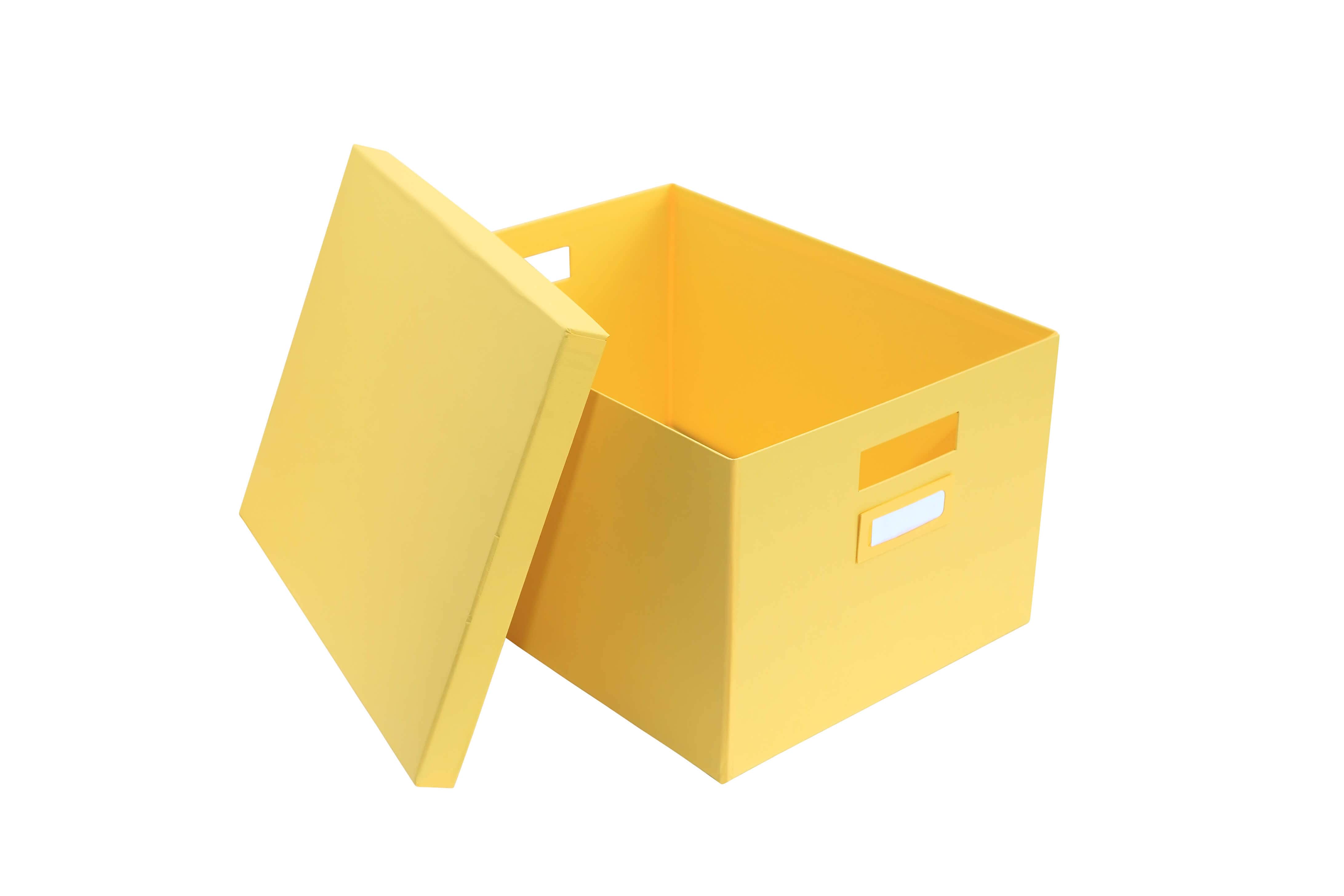 Yellow banker's cardboard box