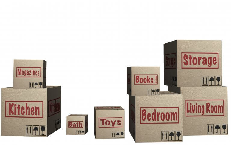 Multiple organized moving boxes