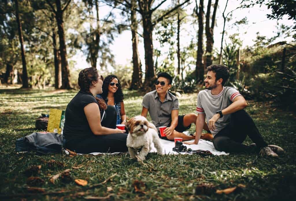 Memorial Day Getaways from Chicago | Move Matcher | Chicago Young people and dog chatting on the green field