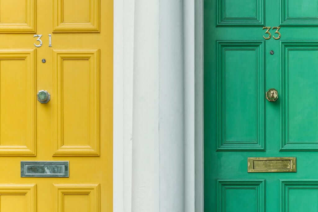 Colorful architectural doors in house