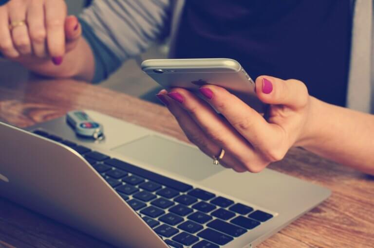 iPhone and PC on the desk