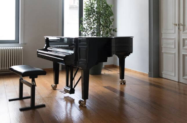 Large grand piano in elegant room