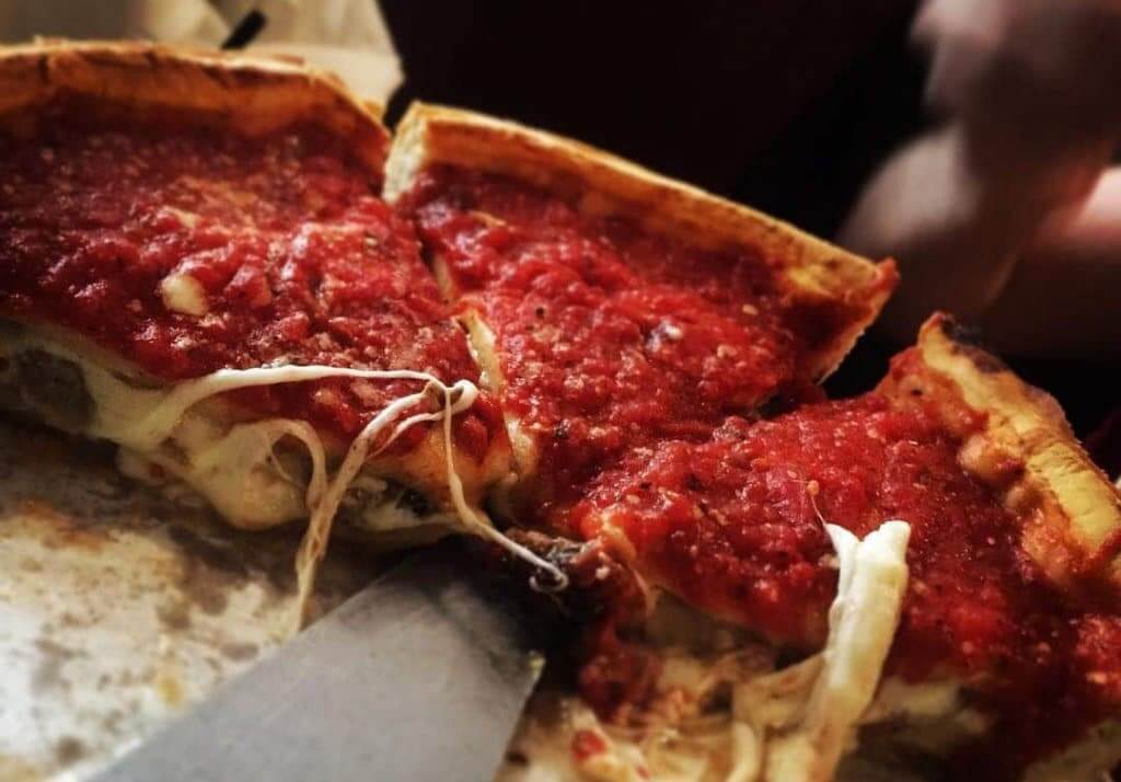 Deep dish pizza from Chicago
