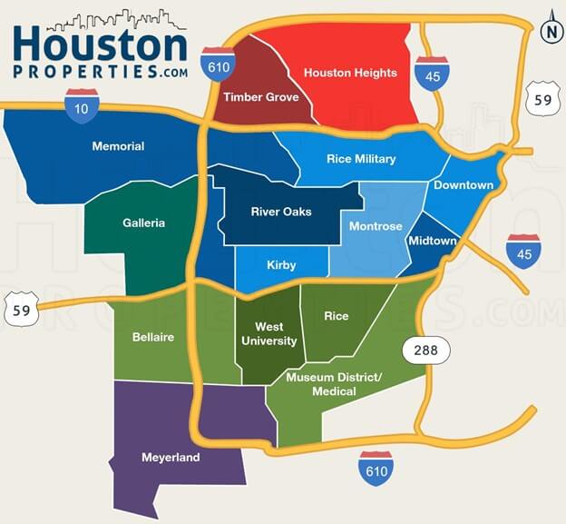 Houston city maps by neighborhoods 