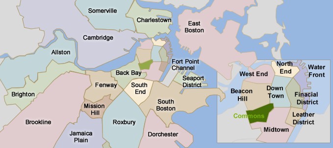 Boston neighborhoods map