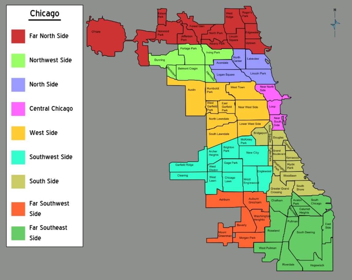 Chicago map by the neighborhoods