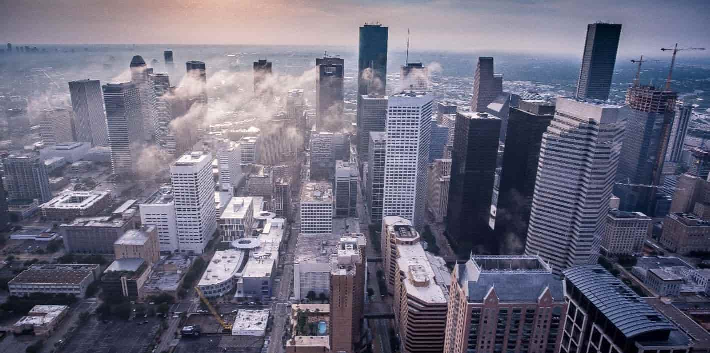 Foggy Houston downtown