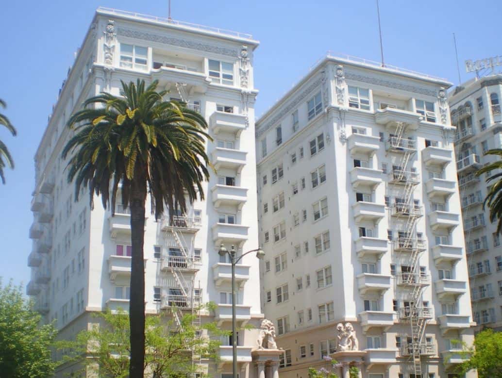 White apartment building in LA