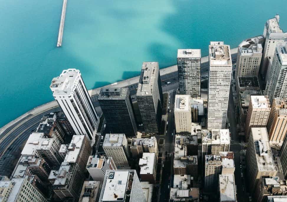 Chicago shore and Lake Michigan