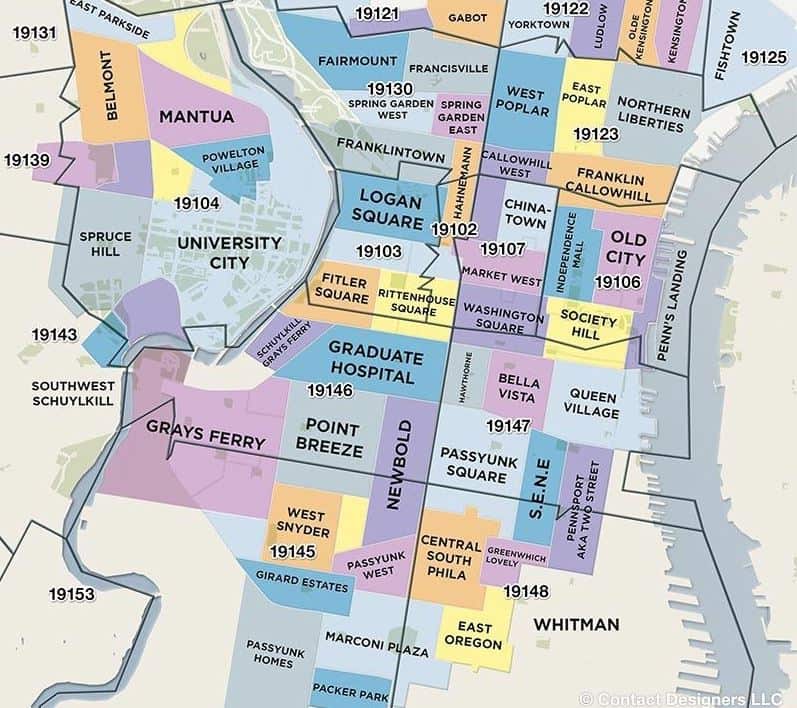 Best neighborhoods map in Philadelphia 