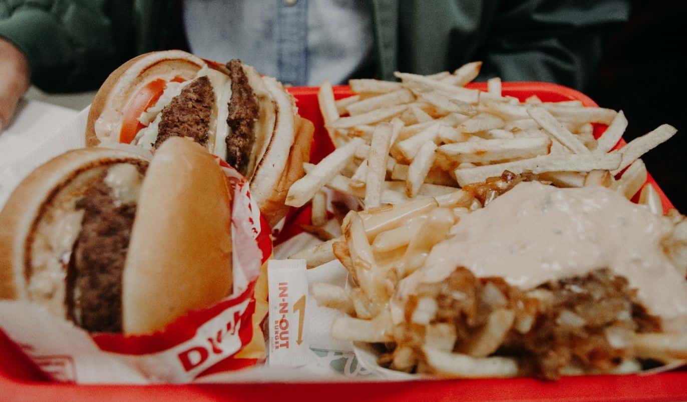 LA Burgers and fries on plate