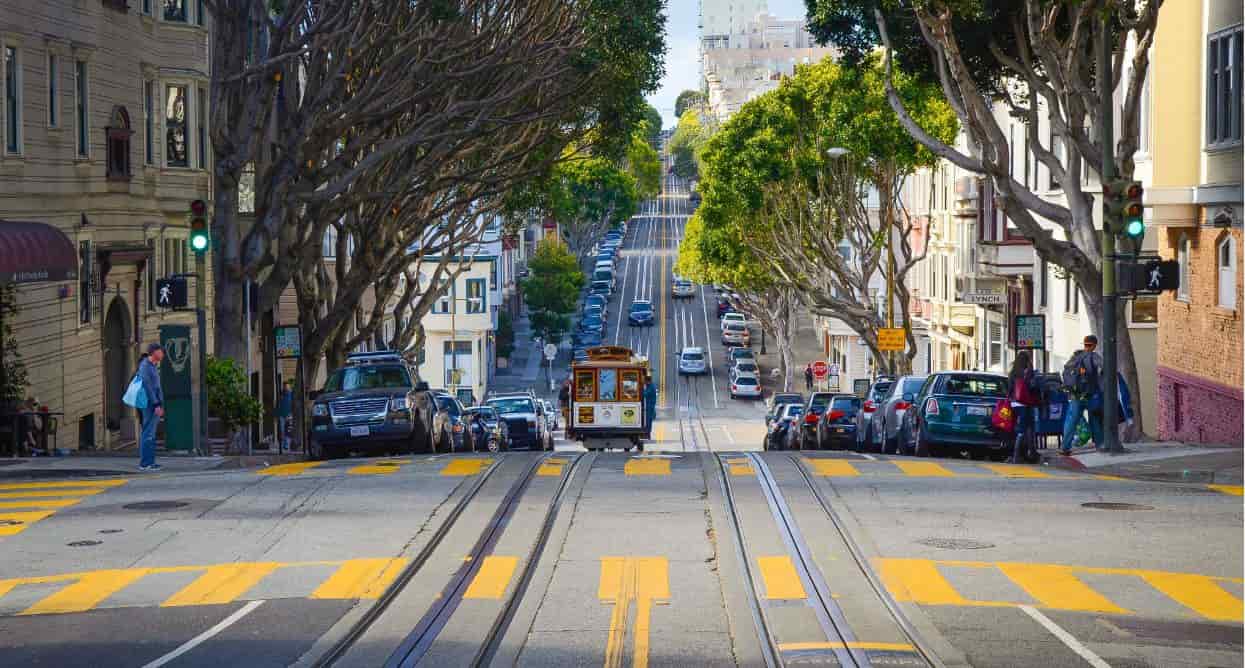 San Francisco street and tram