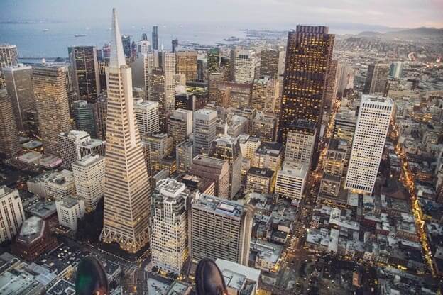 Sky view of downtown San Francisco