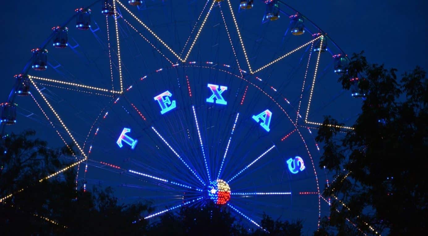 Theme park in Texas at night