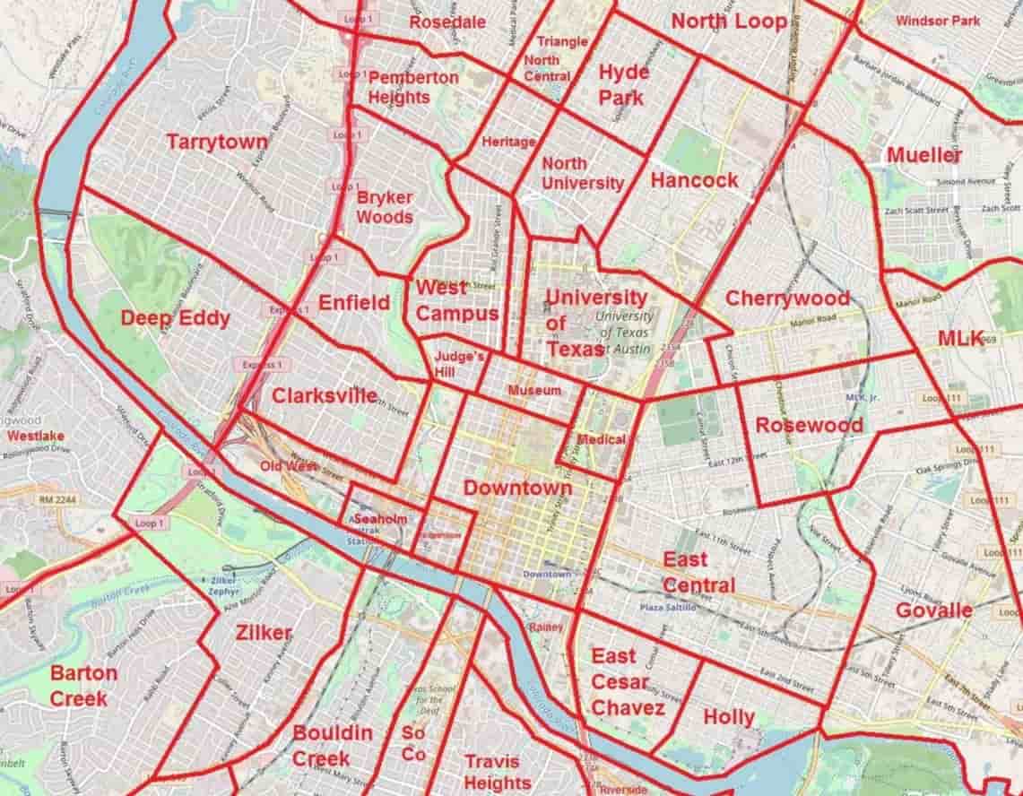 Austin neighborhood map