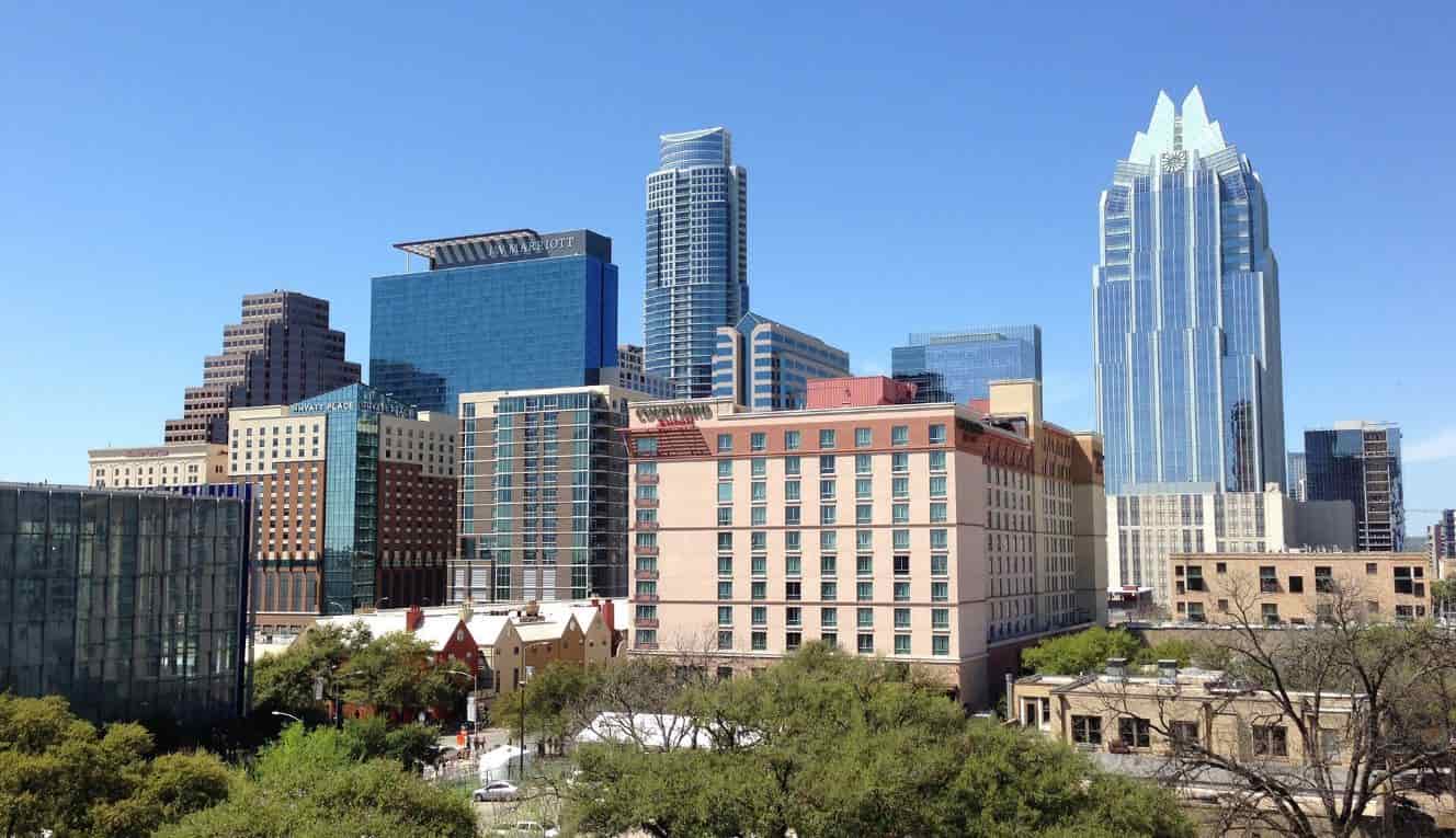 Downtown Austin form the park