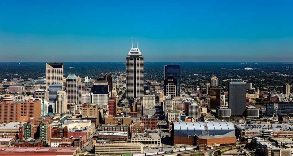 Indianapolis city with blue sky