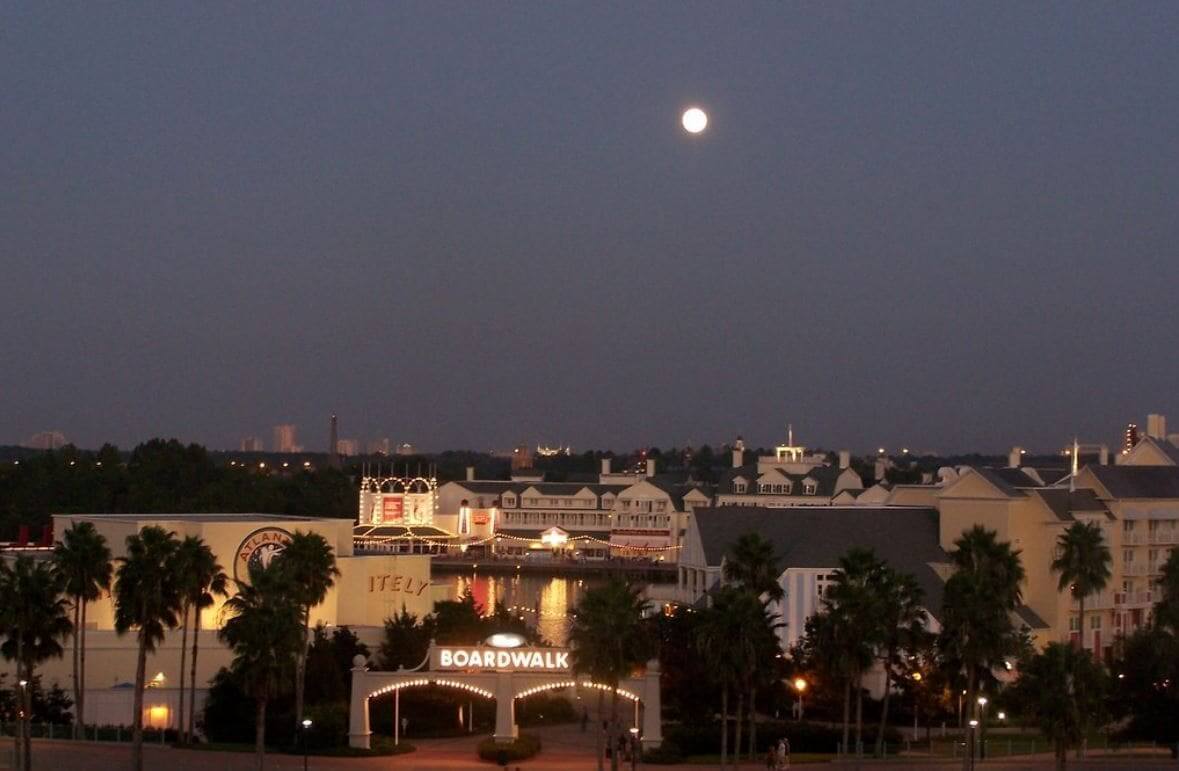 Orlando at night with full moon