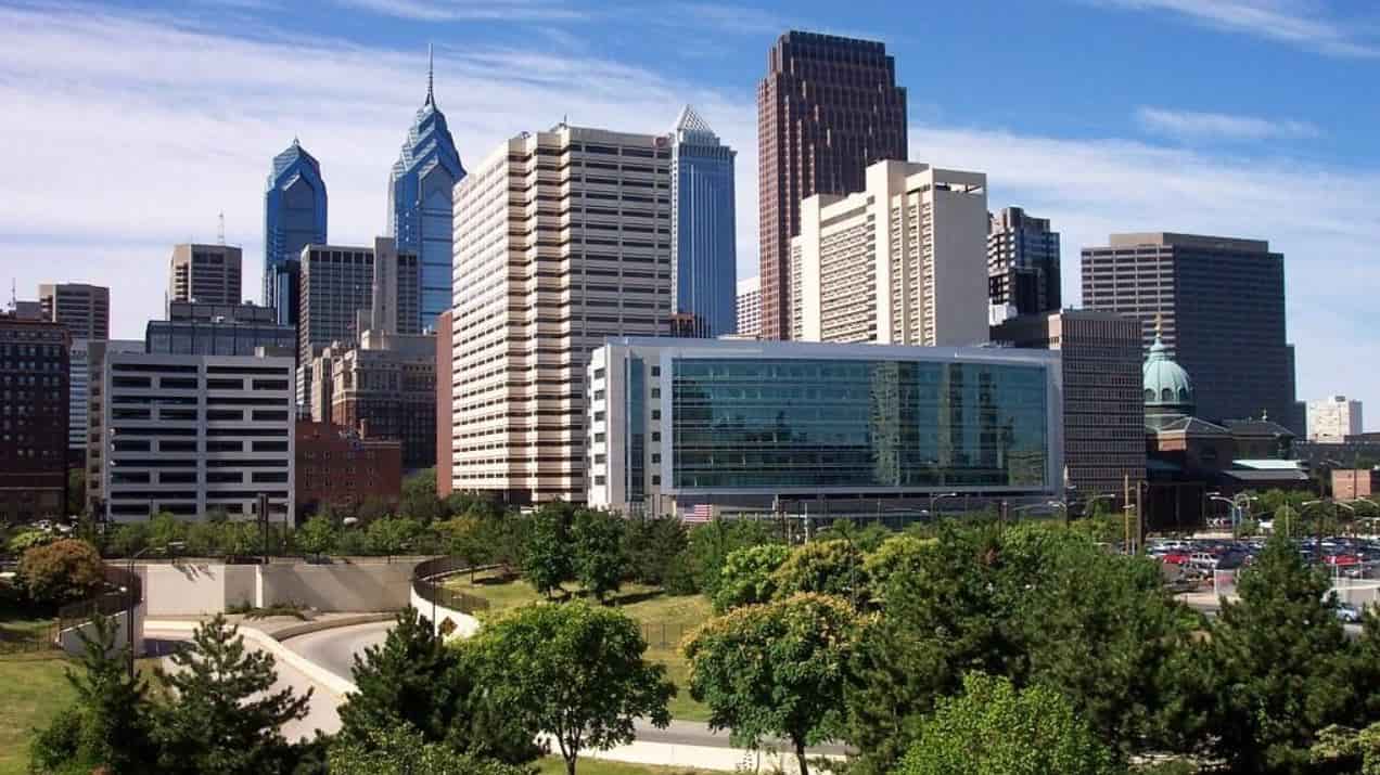 Downtown Philadelphia with skyscrapers