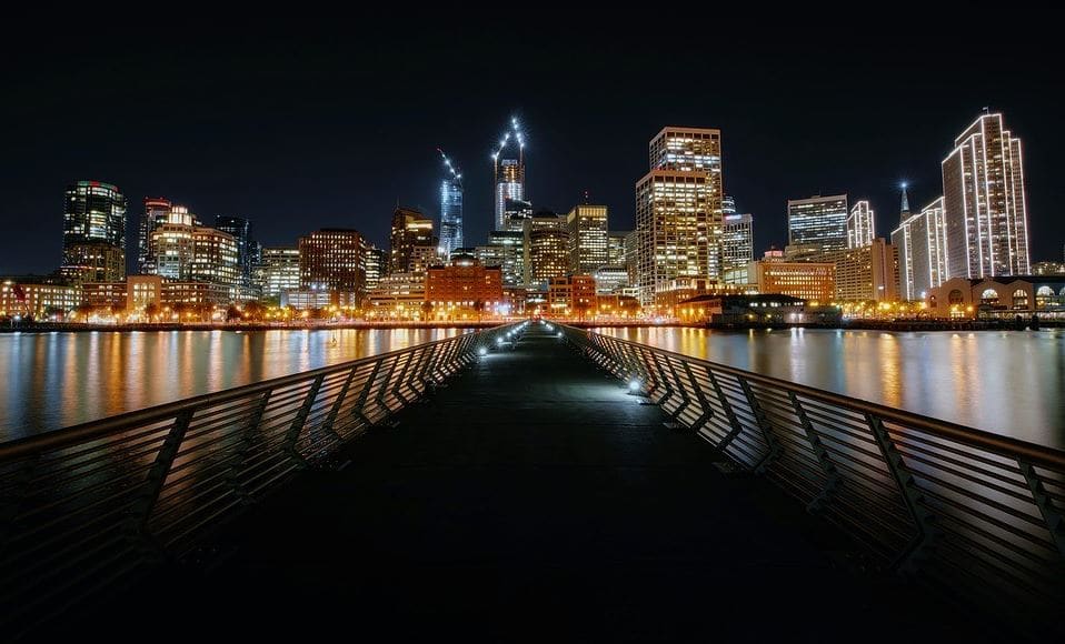 San Francisco bridge at night