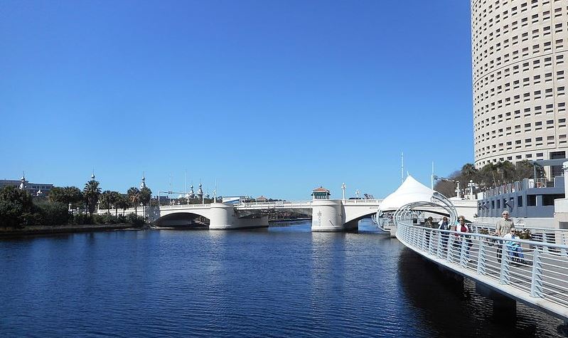 Tampa bridge at the ocean