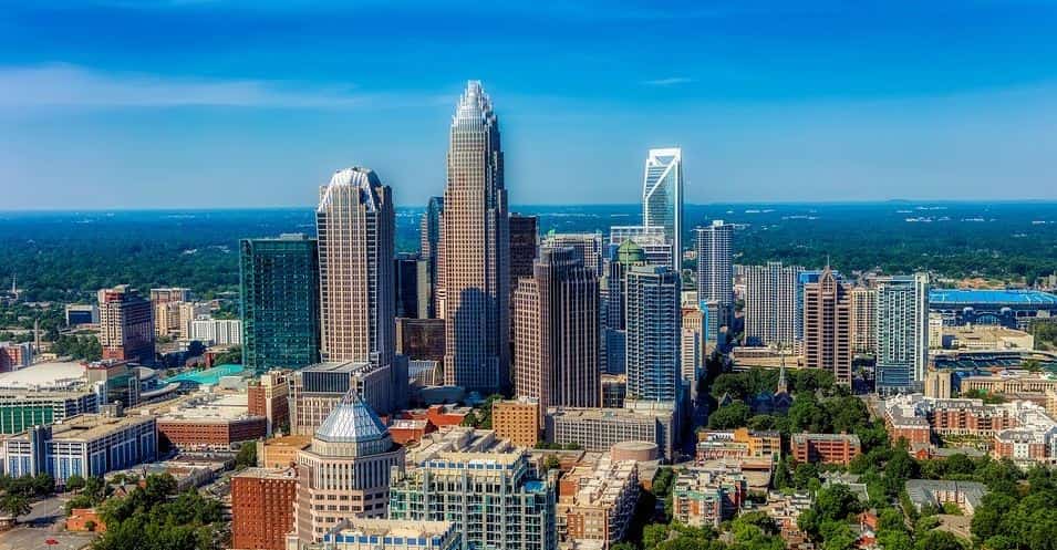 Downtown Charlotte under blue sky