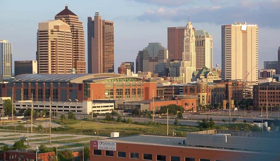 Downtown Columbus in the evening