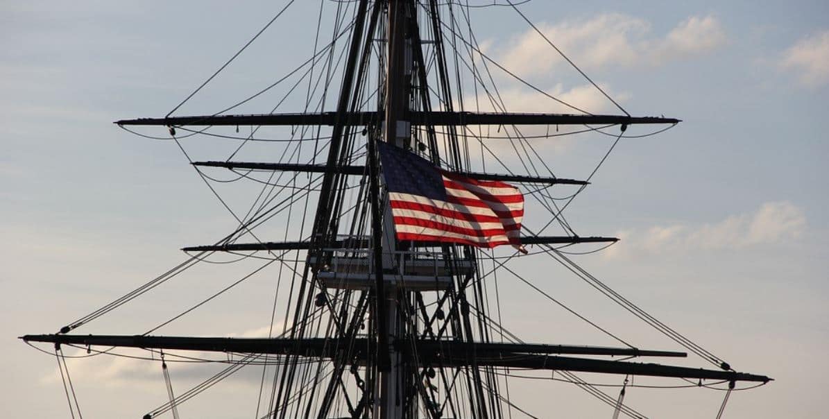 U.S flag in a battleship 