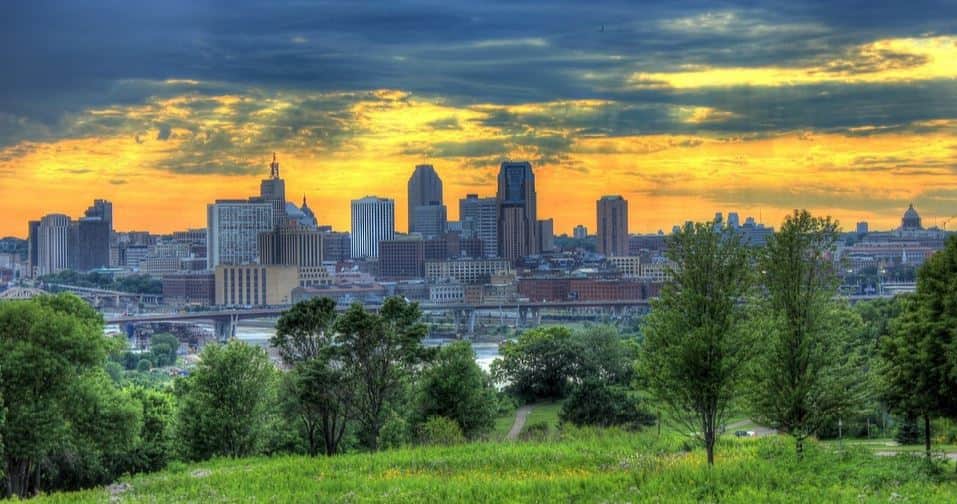 Minneapolis downtown view at dusk