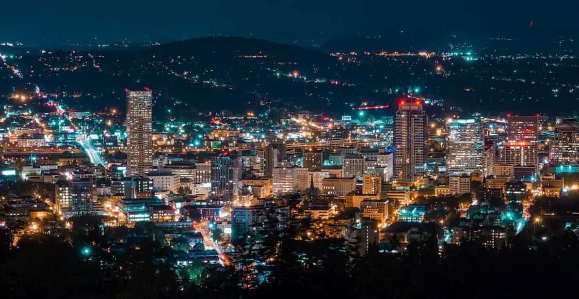 Portland skyline at night