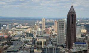 Atlanta skyline from above on a sunny day