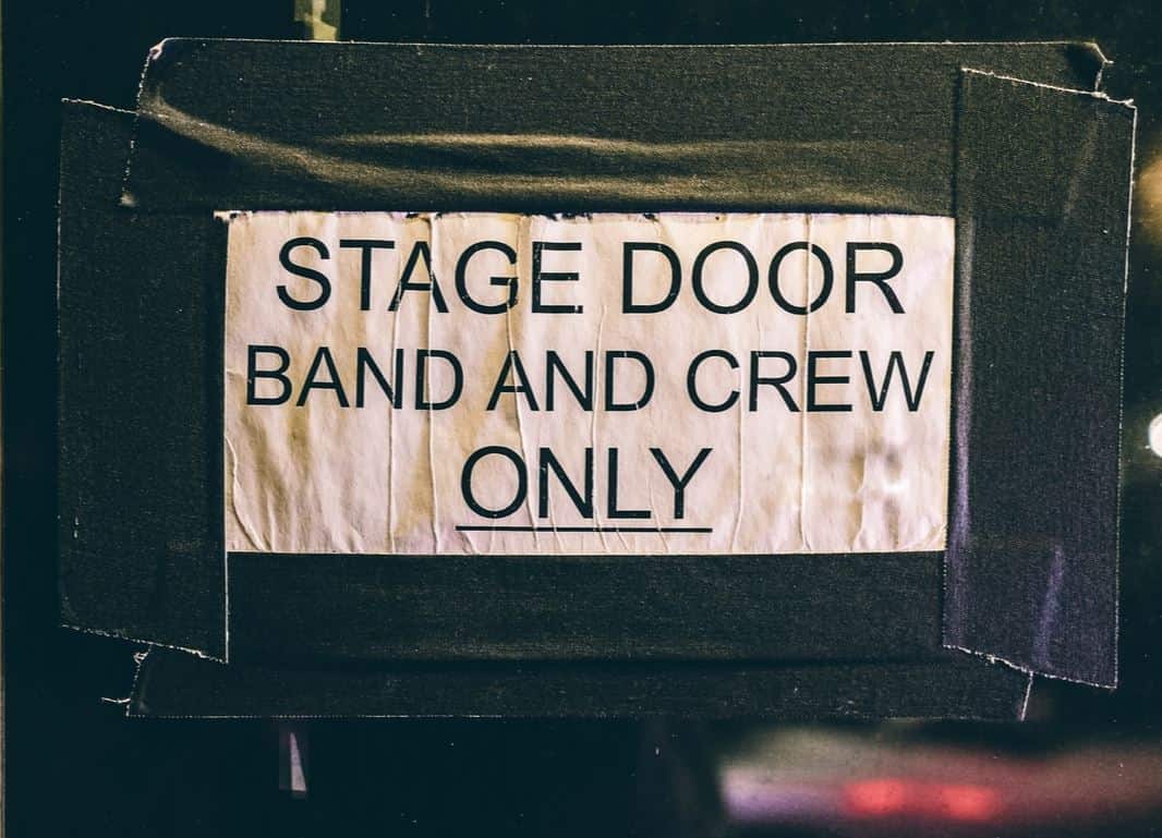 stage door with sign