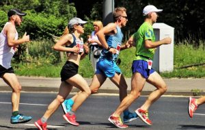 four runners during a marathon