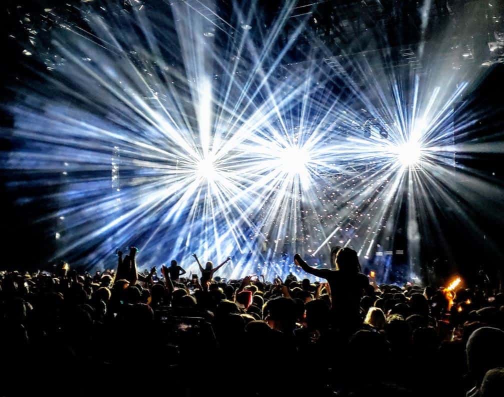 concert outside bright lights